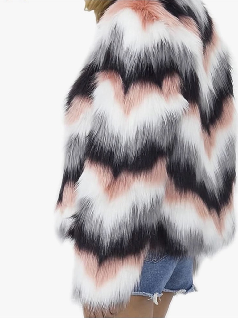 Multicolor Faux Fur Open Front Jacket - Women - Picture 2 of 4